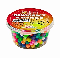 Пенопласт рыболовный цветной микс LION BAITS Клубника 4-7мм 50мл