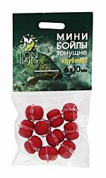 Мини бойлы тонущие на резинке LION BAITS Клубника 6х10мм