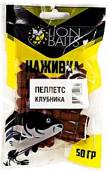 Пеллетс насадочный Наживка с резинкой LION BAITS Клубника 8мм 50гр