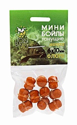 Мини бойлы Флюро тонущие на резинке LION BAITS Макуха 6х10мм